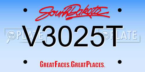 V3025T South Dakota License Plate