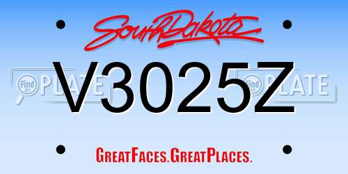 V3025Z South Dakota License Plate