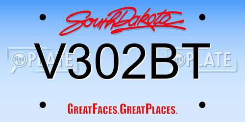 V302BT South Dakota License Plate