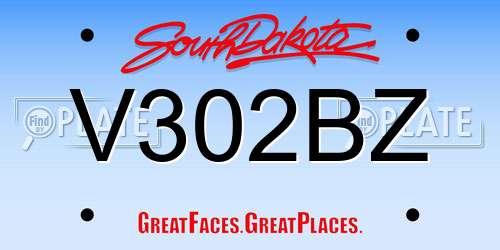 V302BZ South Dakota License Plate