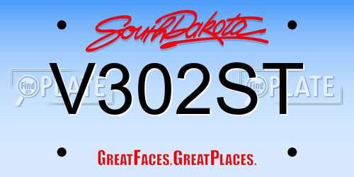 V302ST South Dakota License Plate