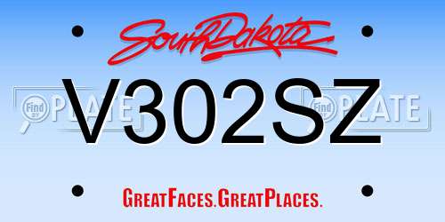 V302SZ South Dakota License Plate