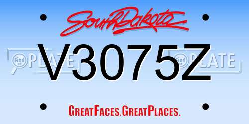 V3075Z South Dakota License Plate