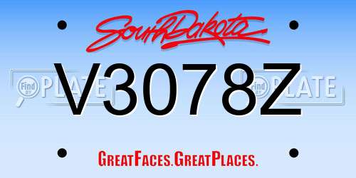 V3078Z South Dakota License Plate