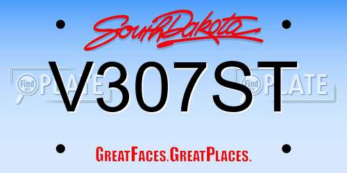 V307ST South Dakota License Plate