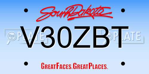 V30ZBT South Dakota License Plate
