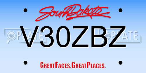 V30ZBZ South Dakota License Plate