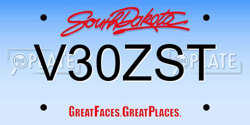 V30ZST South Dakota License Plate