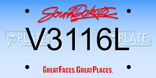 V3116L South Dakota License Plate