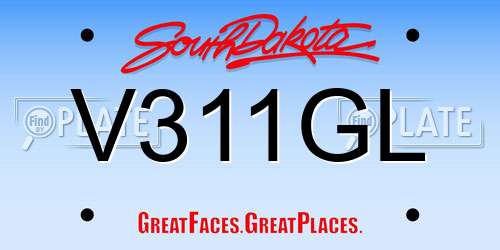 V311GL South Dakota License Plate