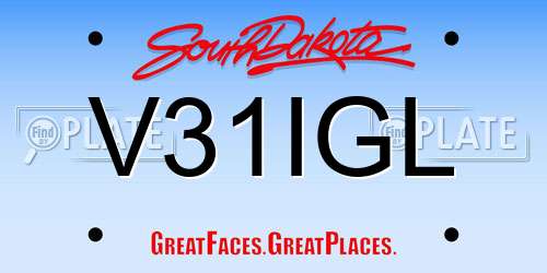 V31IGL South Dakota License Plate