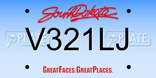 V321LJ South Dakota License Plate