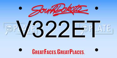 V322ET South Dakota License Plate