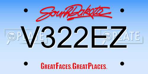 V322EZ South Dakota License Plate