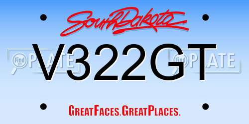 V322GT South Dakota License Plate