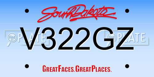 V322GZ South Dakota License Plate
