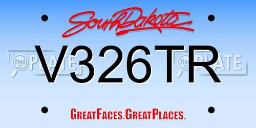 V326TR South Dakota License Plate