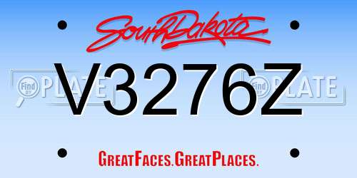 V3276Z South Dakota License Plate