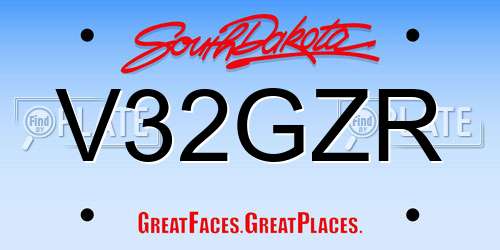 V32GZR South Dakota License Plate