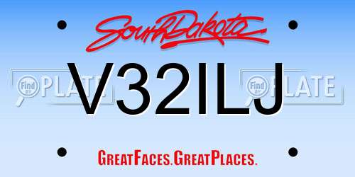 V32ILJ South Dakota License Plate