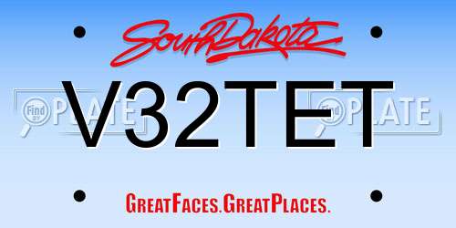 V32TET South Dakota License Plate