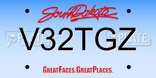 V32TGZ South Dakota License Plate