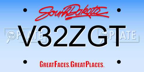 V32ZGT South Dakota License Plate