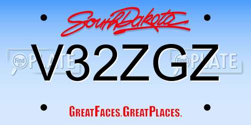 V32ZGZ South Dakota License Plate