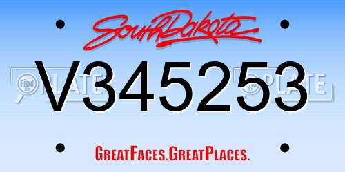 V345253 South Dakota License Plate