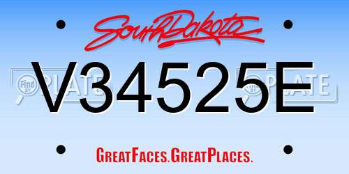 V34525E South Dakota License Plate