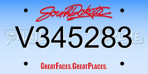 V345283 South Dakota License Plate
