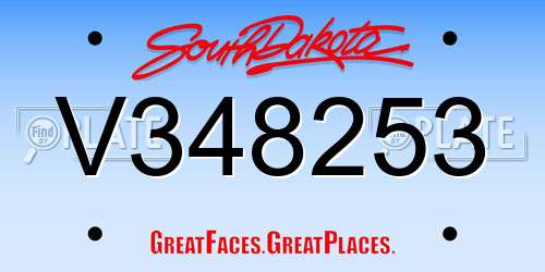V348253 South Dakota License Plate