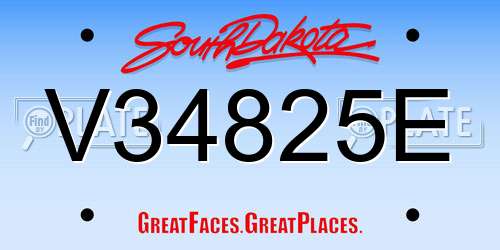 V34825E South Dakota License Plate