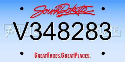 V348283 South Dakota License Plate