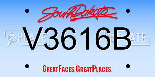 V3616B South Dakota License Plate
