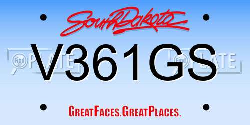 V361GS South Dakota License Plate