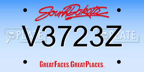 V3723Z South Dakota License Plate