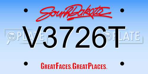 V3726T South Dakota License Plate