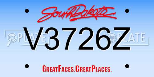 V3726Z South Dakota License Plate