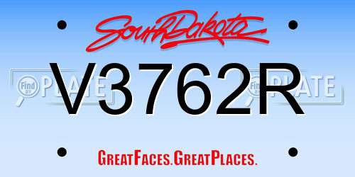 V3762R South Dakota License Plate