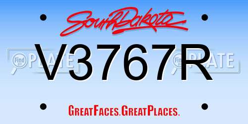 V3767R South Dakota License Plate