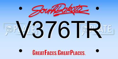 V376TR South Dakota License Plate
