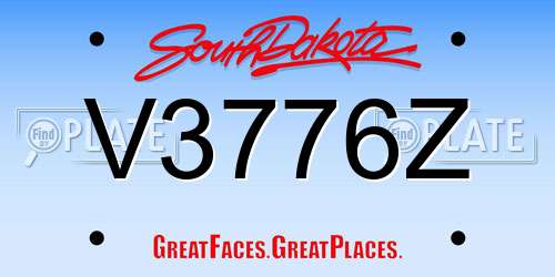 V3776Z South Dakota License Plate
