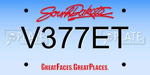 V377ET South Dakota License Plate