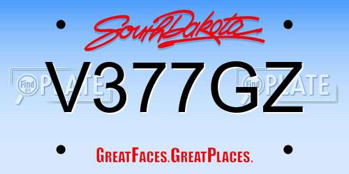 V377GZ South Dakota License Plate