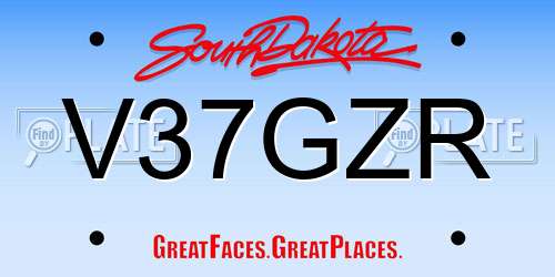 V37GZR South Dakota License Plate