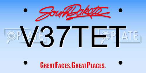 V37TET South Dakota License Plate