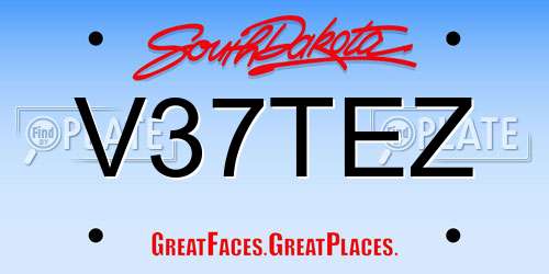 V37TEZ South Dakota License Plate