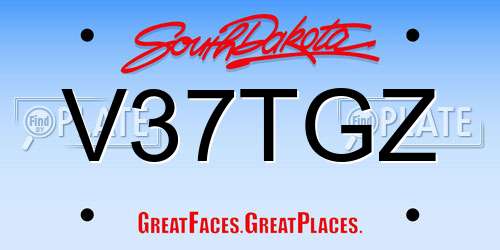 V37TGZ South Dakota License Plate