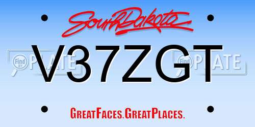 V37ZGT South Dakota License Plate